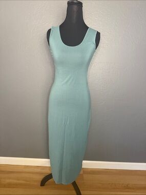 Backless Scoop Maxi Dress in Aqua Blue